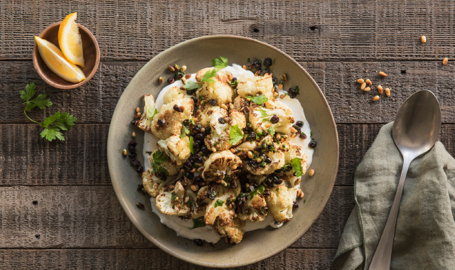 Roast Cauliflower with Pine Nuts & Whipped Feta